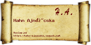 Hahn Ajnácska névjegykártya